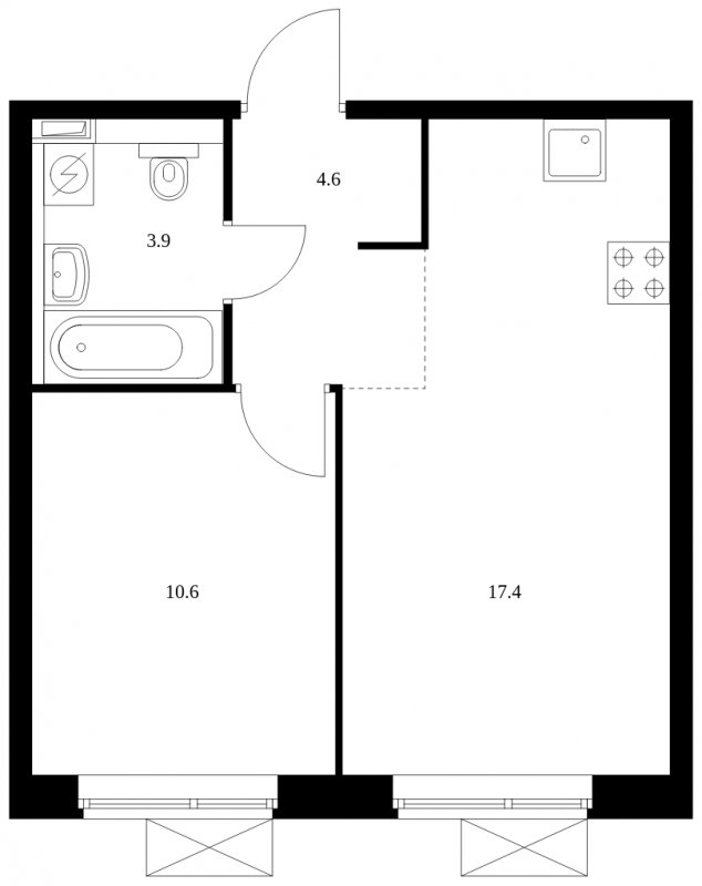 1-комнатная квартира с полной отделкой, 36.5 м2, 18 этаж, сдача 3 квартал 2023 г., ЖК Мичуринский парк, корпус 1.3 - объявление 1532327 - фото №1