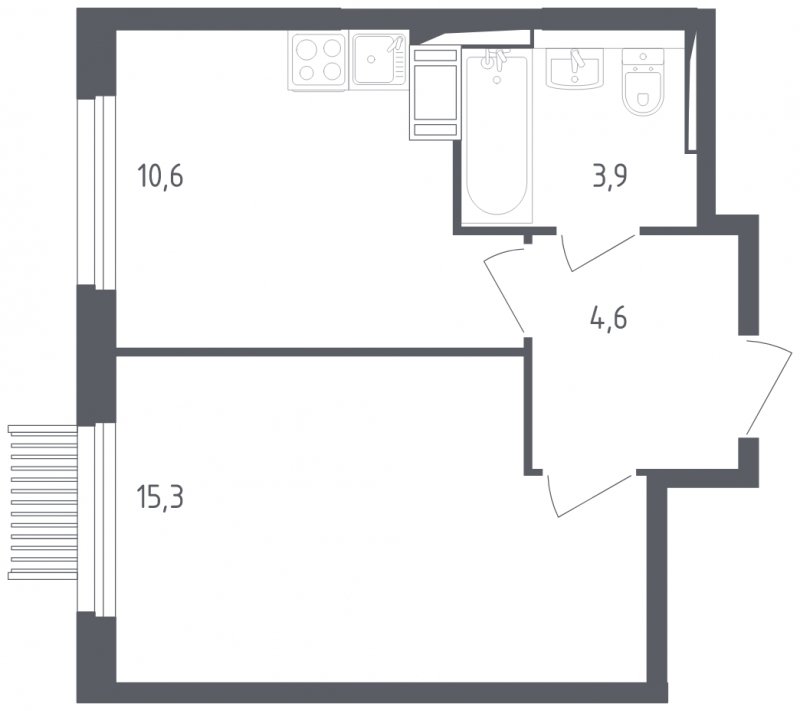 1-комнатная квартира с полной отделкой, 34.4 м2, 2 этаж, сдача 2 квартал 2025 г., ЖК Мытищи Парк, корпус 4 - объявление 1823508 - фото №1