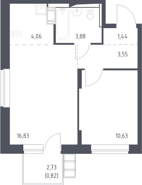 2-комнатная квартира с полной отделкой, 41.2 м2, 15 этаж, сдача 1 квартал 2025 г., ЖК Алхимово, корпус 11 - объявление 2064587 - фото №1