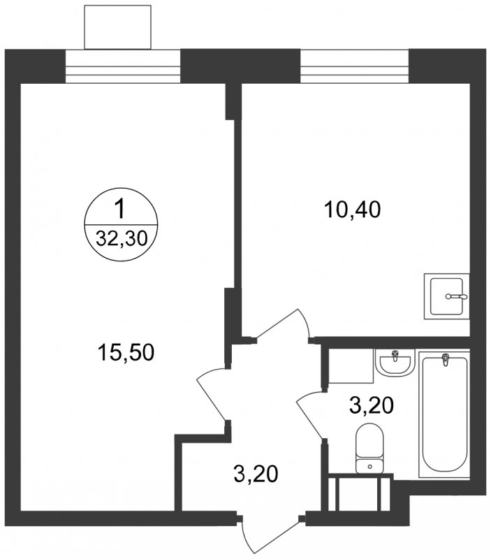 1-комнатные апартаменты с полной отделкой, 32.3 м2, 17 этаж, дом сдан, ЖК Люберцы, корпус 65 - объявление 1566875 - фото №1