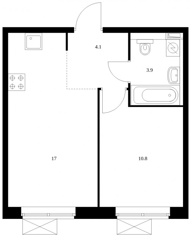 1-комнатная квартира с полной отделкой, 35.8 м2, 13 этаж, сдача 4 квартал 2023 г., ЖК Восточное Бутово, корпус 15 - объявление 1714196 - фото №1