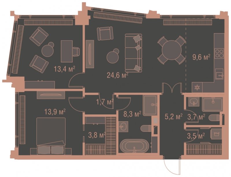 2-комнатная квартира без отделки, 87.7 м2, 11 этаж, сдача 1 квартал 2025 г., ЖК HIGH LIFE, корпус Fell Tower - объявление 1767857 - фото №1