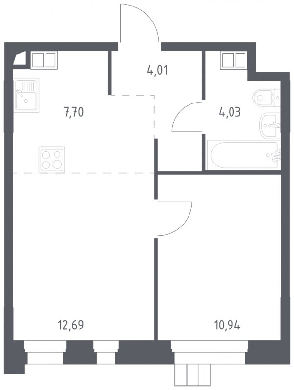 2-комнатные апартаменты с полной отделкой, 39.37 м2, 5 этаж, сдача 1 квартал 2023 г., ЖК Тропарево Парк, корпус 1.2 - объявление 1755379 - фото №1
