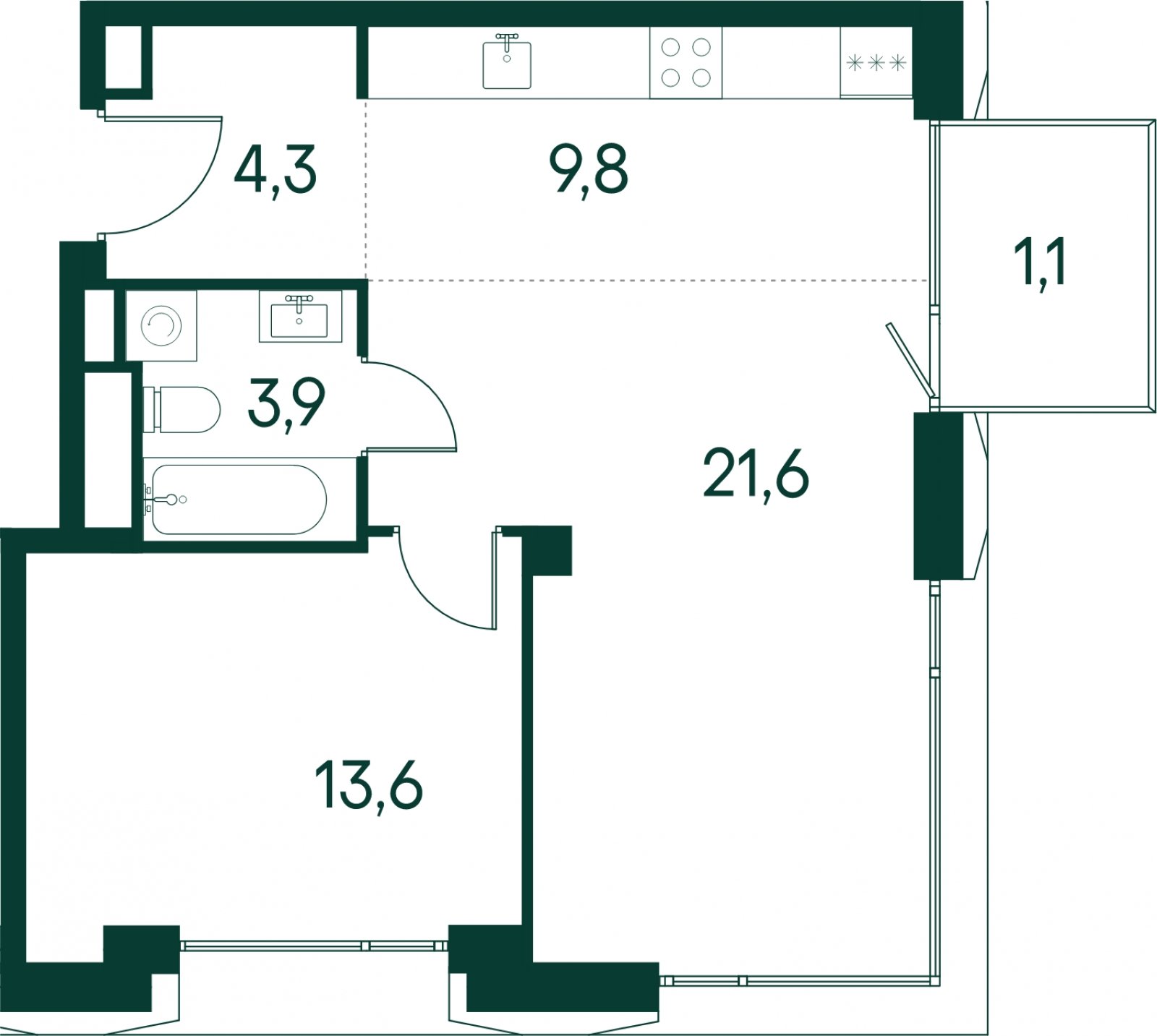 1-комнатная квартира без отделки, 54.3 м2, 3 этаж, сдача 2 квартал 2025 г., ЖК Клубный город на реке Primavera, корпус 6 квартала "Vivaldi" - объявление 2046739 - фото №1