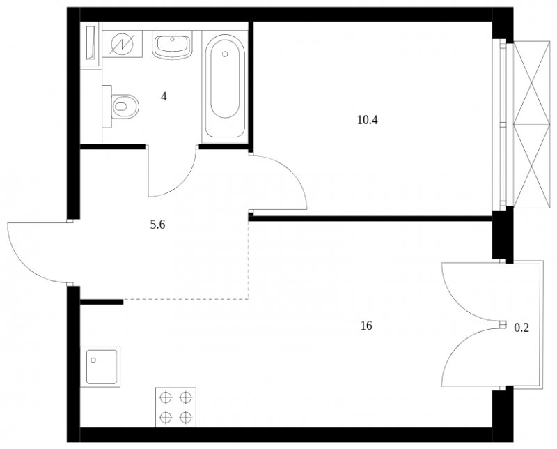 1-комнатная квартира с полной отделкой, 35.8 м2, 8 этаж, сдача 3 квартал 2023 г., ЖК Западный порт, корпус 2.2.2 - объявление 1782863 - фото №1
