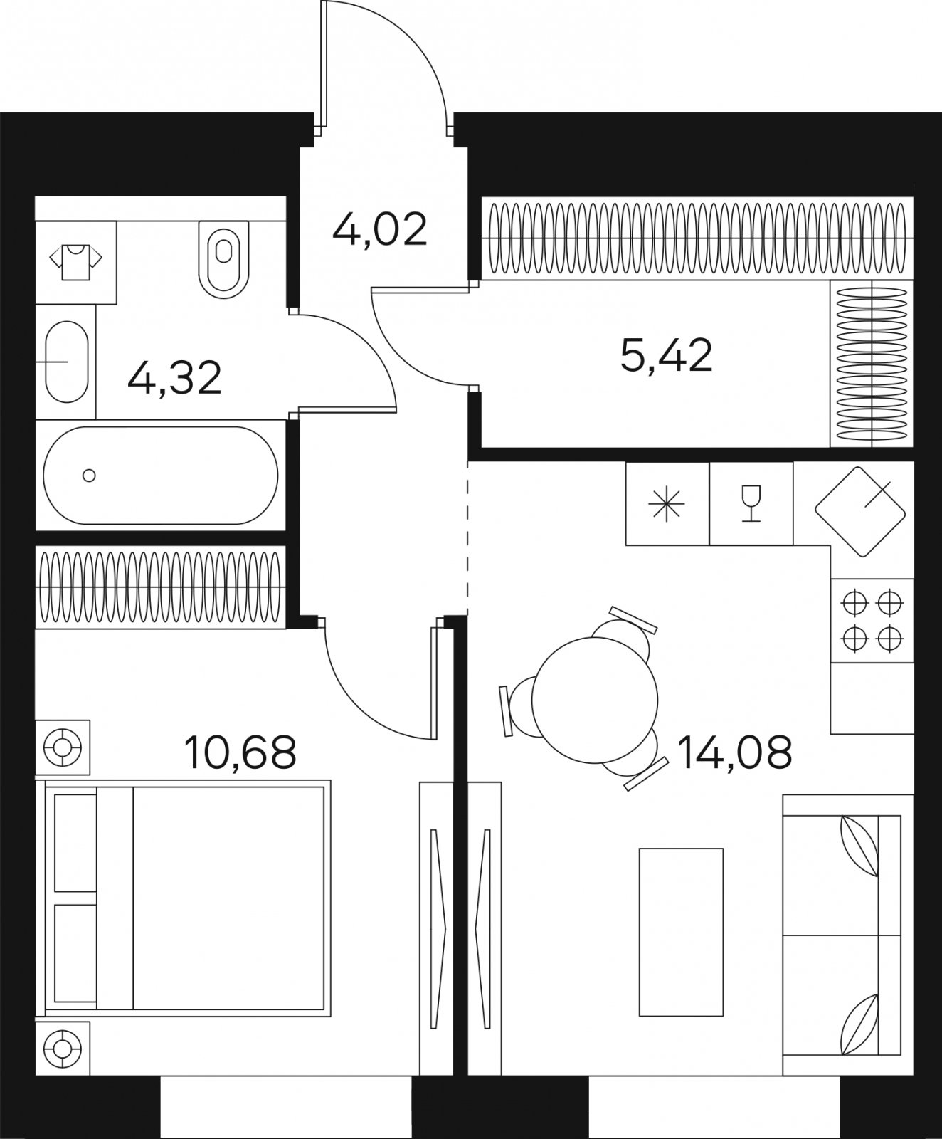 1-комнатная квартира без отделки, 38.53 м2, 10 этаж, сдача 4 квартал 2024 г., ЖК FØRST, корпус 2 - объявление 1980970 - фото №1