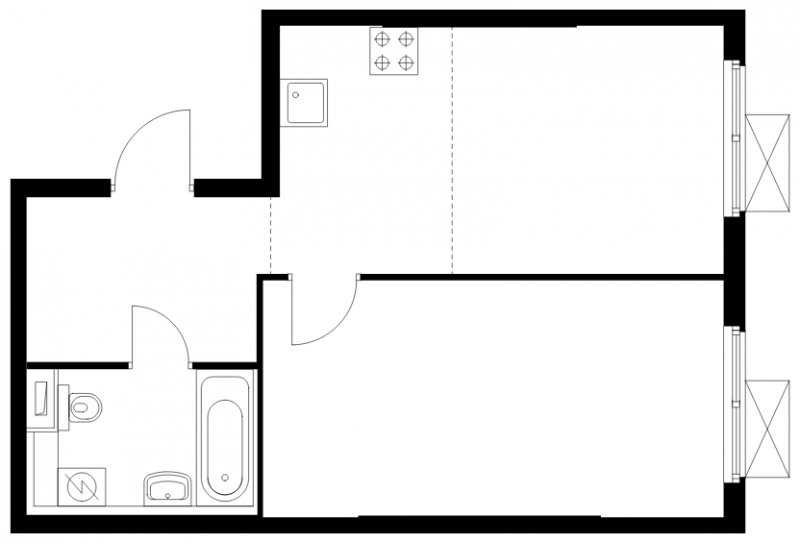 2-комнатная квартира (евро) с полной отделкой, 44.1 м2, 17 этаж, сдача 1 квартал 2025 г., ЖК Бунинские луга, корпус 3.8.1 - объявление 1887973 - фото №1