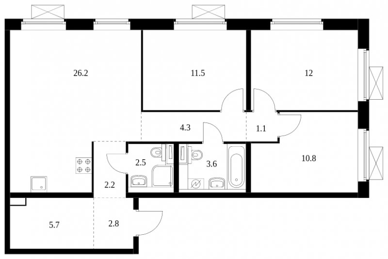 3-комнатная квартира с полной отделкой, 82.7 м2, 9 этаж, сдача 4 квартал 2023 г., ЖК Большая Академическая 85, корпус 2.2 - объявление 1680947 - фото №1