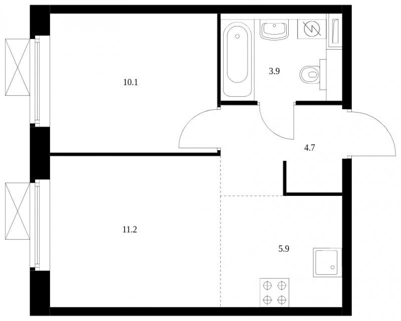 2-комнатная квартира с полной отделкой, 35.8 м2, 9 этаж, сдача 3 квартал 2024 г., ЖК Люблинский парк, корпус 15 - объявление 1681783 - фото №1