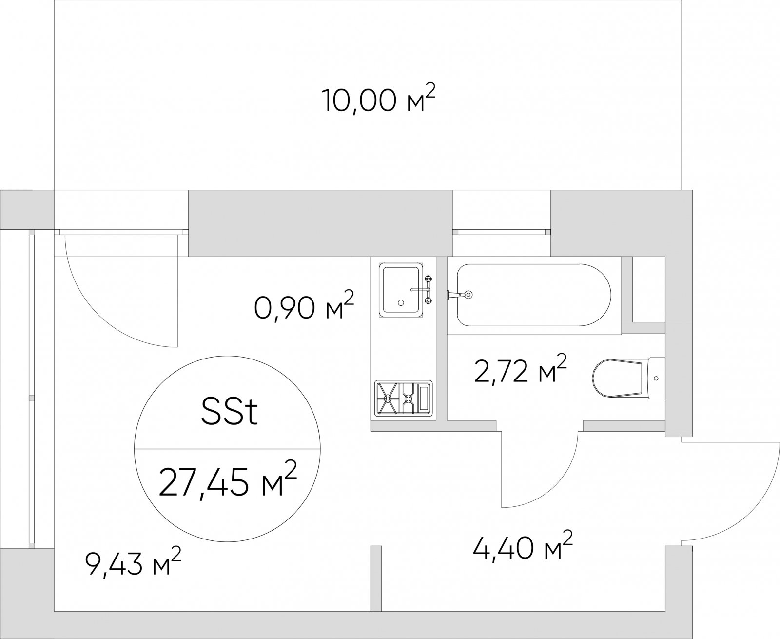 Студия без отделки, 27.45 м2, 19 этаж, дом сдан, ЖК N'ICE LOFT, корпус 1 - объявление 2421532 - фото №1