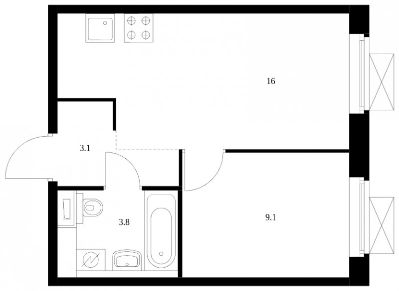1-комнатная квартира с полной отделкой, 32 м2, 21 этаж, сдача 2 квартал 2023 г., ЖК Волжский парк, корпус 3.1 - объявление 1534767 - фото №1