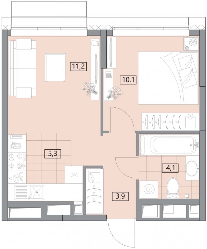 2-комнатная квартира (евро) с полной отделкой, 34.66 м2, 9 этаж, сдача 2 квартал 2022 г., ЖК Вестердам, корпус 3 - объявление 1522192 - фото №1