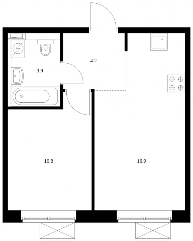1-комнатная квартира с полной отделкой, 35.4 м2, 16 этаж, сдача 4 квартал 2023 г., ЖК Саларьево Парк, корпус 48.2 - объявление 1931057 - фото №1
