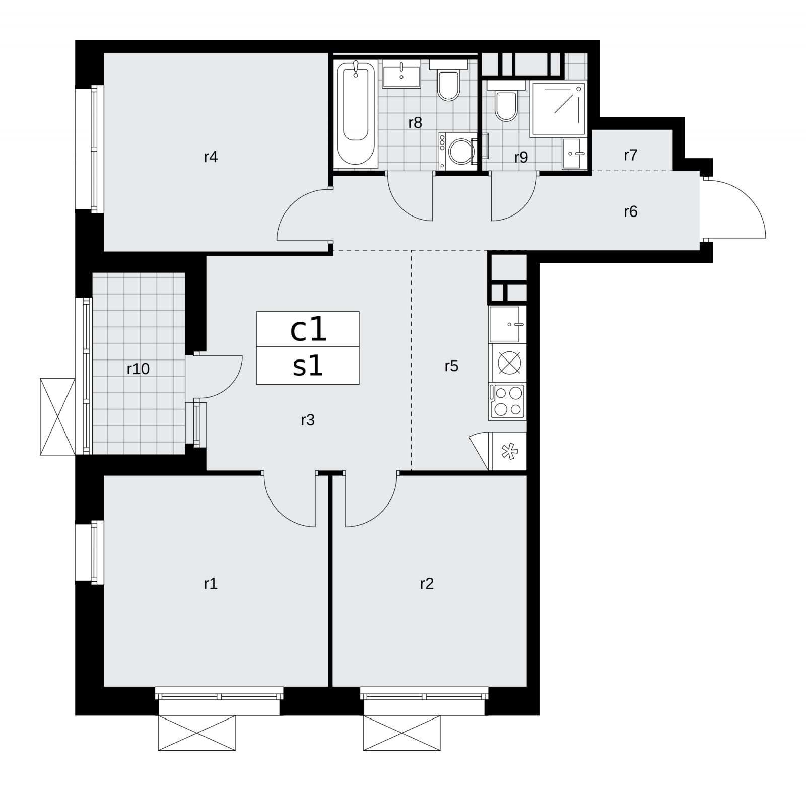 4-комнатная квартира (евро) с частичной отделкой, 65.1 м2, 9 этаж, сдача 2 квартал 2026 г., ЖК Скандинавия, корпус 25.3 - объявление 2283930 - фото №1