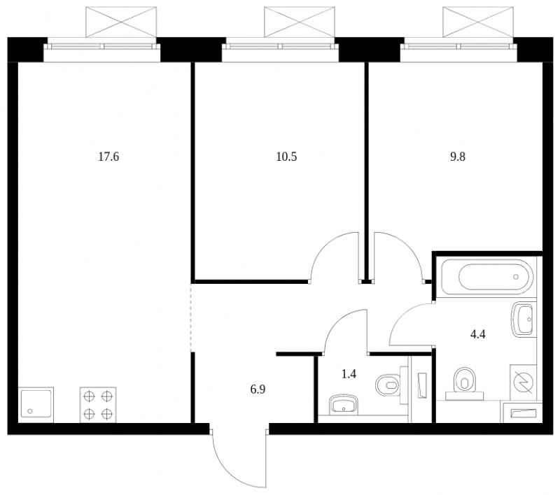2-комнатная квартира с полной отделкой, 50.6 м2, 19 этаж, сдача 3 квартал 2023 г., ЖК Кольская 8, корпус 1 - объявление 1501705 - фото №1