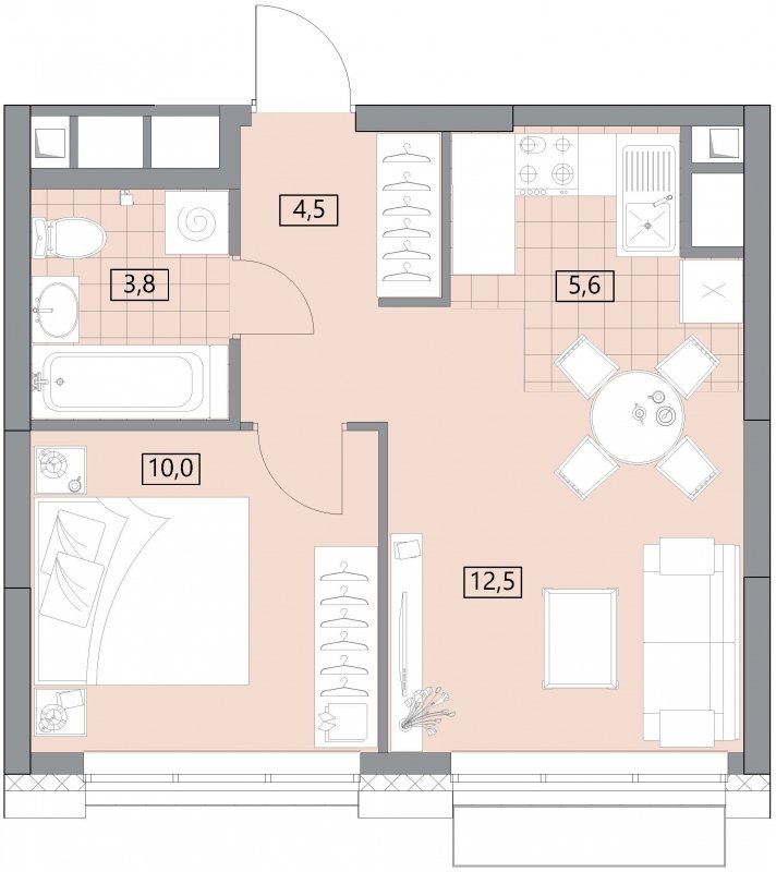 2-комнатная квартира (евро) с полной отделкой, 36.36 м2, 19 этаж, сдача 2 квартал 2022 г., ЖК Вестердам, корпус 3 - объявление 1538771 - фото №1