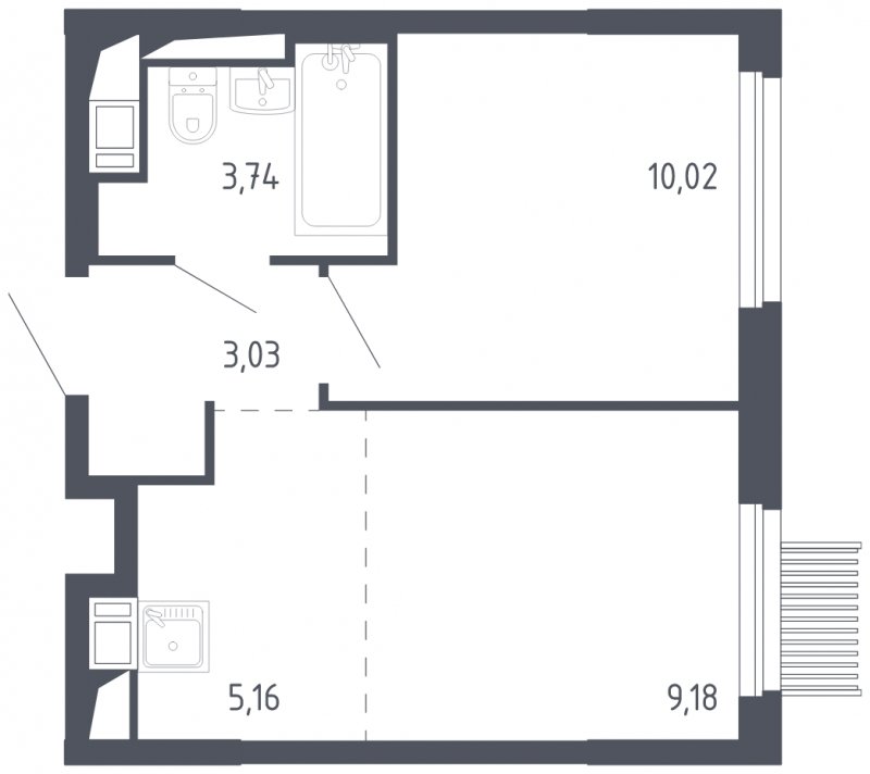 2-комнатная квартира с полной отделкой, 31.13 м2, 11 этаж, сдача 3 квартал 2023 г., ЖК Мытищи Парк, корпус 2 - объявление 1610999 - фото №1