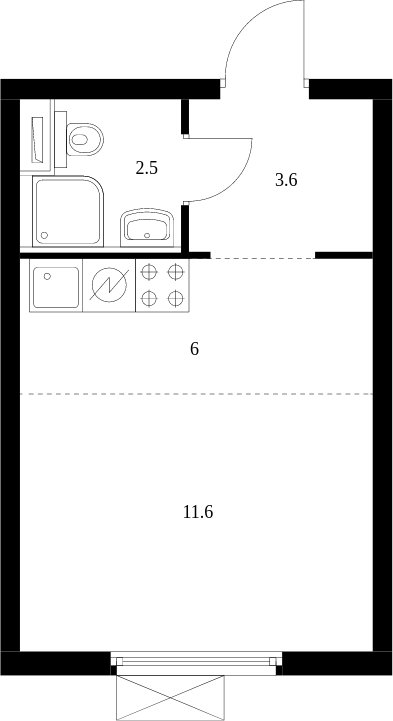 Студия с полной отделкой, 23.7 м2, 3 этаж, сдача 3 квартал 2024 г., ЖК Амурский парк, корпус 2 - объявление 1982931 - фото №1