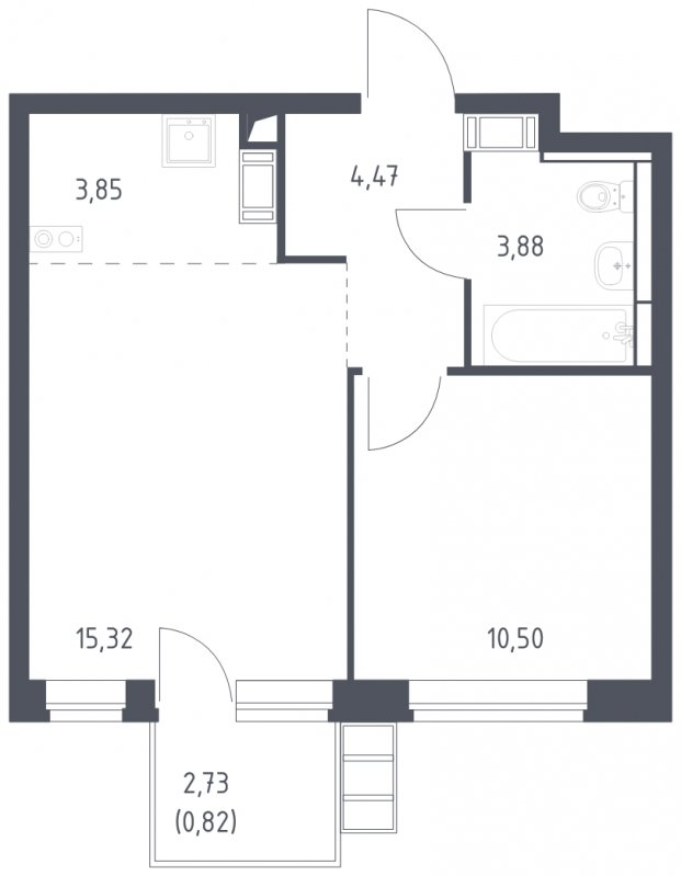 2-комнатная квартира (евро) с полной отделкой, 38.84 м2, 11 этаж, сдача 1 квартал 2025 г., ЖК Алхимово, корпус 11 - объявление 2138717 - фото №1