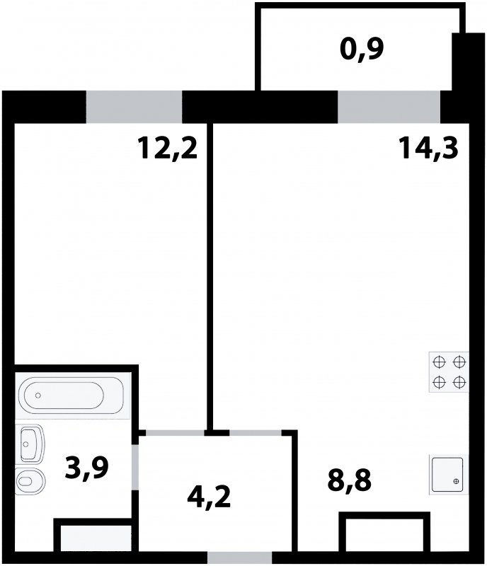 2-комнатная квартира (евро) с полной отделкой, 44.3 м2, 6 этаж, дом сдан, ЖК Союзный, корпус 1 - объявление 1528692 - фото №1