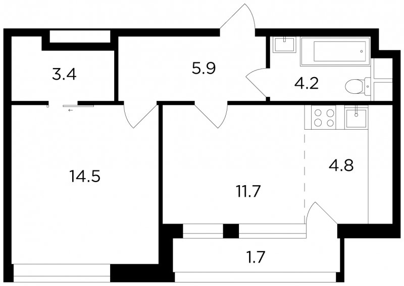 2-комнатная квартира с частичной отделкой, 45.95 м2, 8 этаж, дом сдан, ЖК Филатов Луг, корпус 3 - объявление 1751802 - фото №1