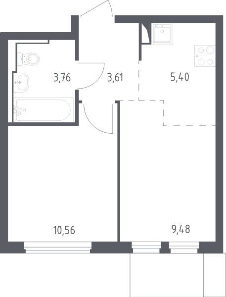 2-комнатная квартира с полной отделкой, 32.8 м2, 9 этаж, сдача 1 квартал 2025 г., ЖК Остафьево, корпус 17 - объявление 2064930 - фото №1