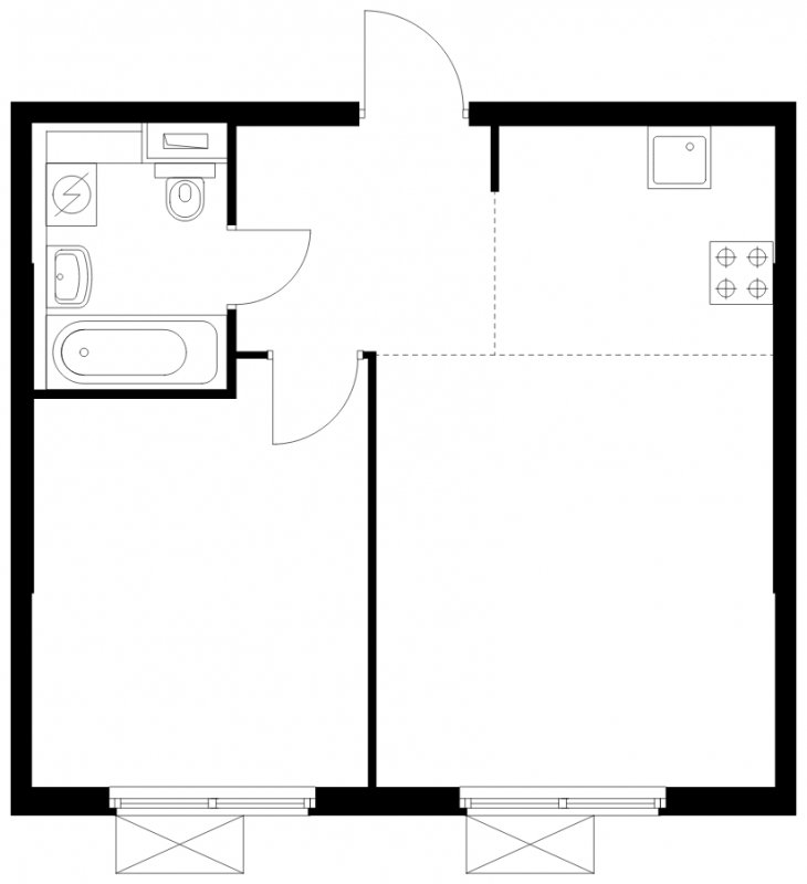2-комнатная квартира (евро) с полной отделкой, 41.9 м2, 4 этаж, сдача 1 квартал 2025 г., ЖК Бунинские луга, корпус 3.8.1 - объявление 1848728 - фото №1