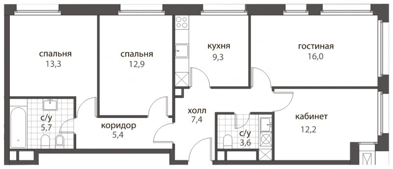 4-комнатная квартира без отделки, 85.8 м2, 4 этаж, дом сдан, ЖК HomeCity, корпус 2 - объявление 1704898 - фото №1