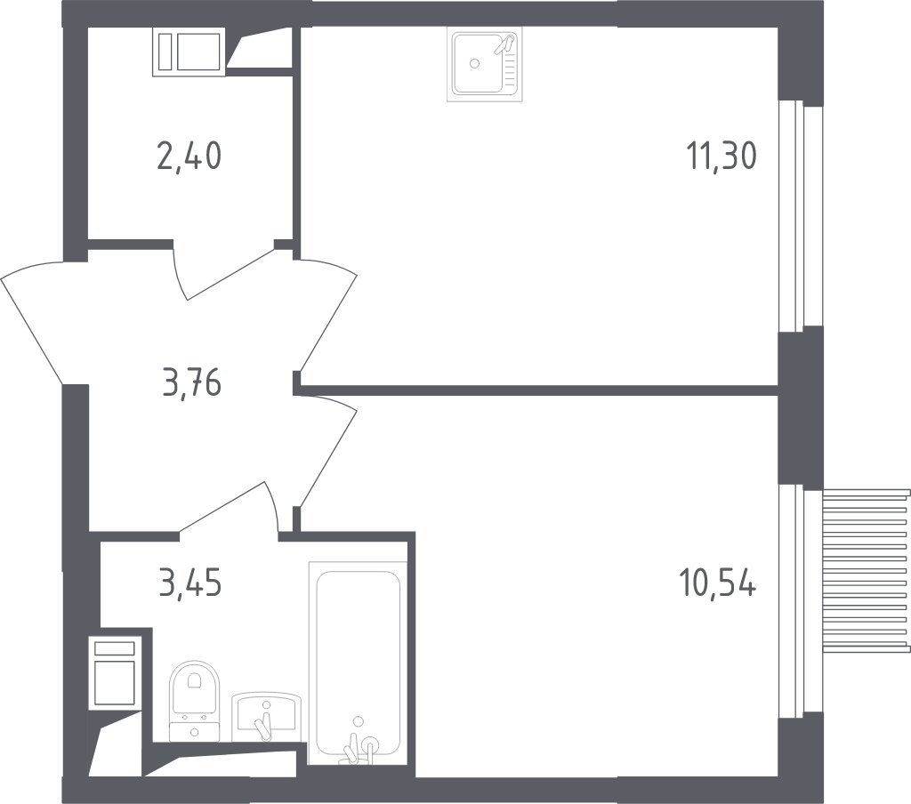 1-комнатная квартира с полной отделкой, 31.45 м2, 15 этаж, сдача 2 квартал 2023 г., ЖК Мытищи Парк, корпус 1 - объявление 1982595 - фото №1