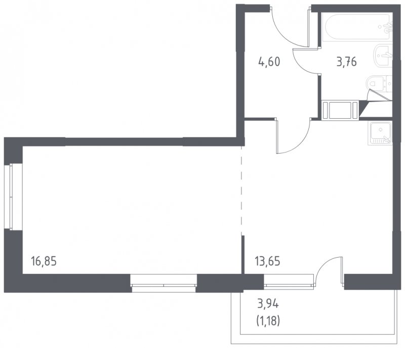 1-комнатная квартира с полной отделкой, 40.04 м2, 3 этаж, сдача 2 квартал 2022 г., ЖК Пригород Лесное, корпус 60 - объявление 1660921 - фото №1