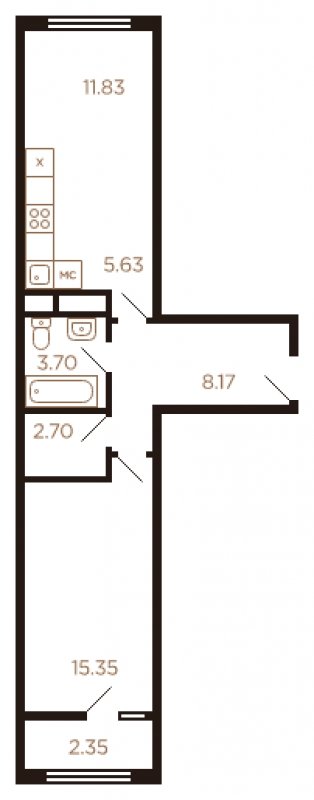 2-комнатная квартира с полной отделкой, 49 м2, 5 этаж, дом сдан, ЖК Миниполис Рафинад, корпус 6 - объявление 1464010 - фото №1