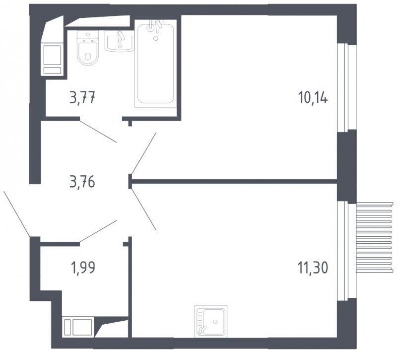 1-комнатная квартира с полной отделкой, 30.96 м2, 17 этаж, сдача 3 квартал 2023 г., ЖК Мытищи Парк, корпус 2 - объявление 1568653 - фото №1