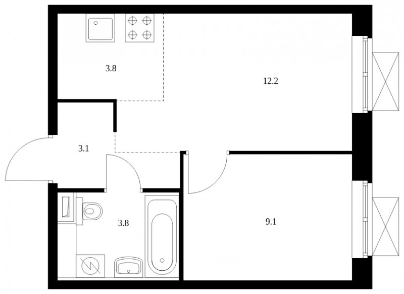 2-комнатная квартира с полной отделкой, 32 м2, 14 этаж, сдача 4 квартал 2023 г., ЖК Волжский парк, корпус 4.1 - объявление 1603058 - фото №1