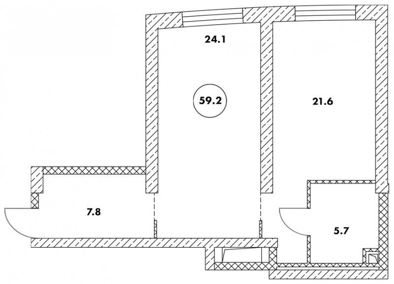 2-комнатные апартаменты 59.2 м2, 2 этаж, дом сдан, ЖК Флотилия, корпус 1 - объявление 1882192 - фото №1