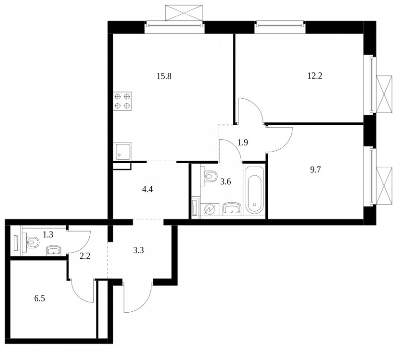 2-комнатная квартира с полной отделкой, 60.9 м2, 3 этаж, сдача 4 квартал 2023 г., ЖК Большая Академическая 85, корпус 2.1 - объявление 1689017 - фото №1