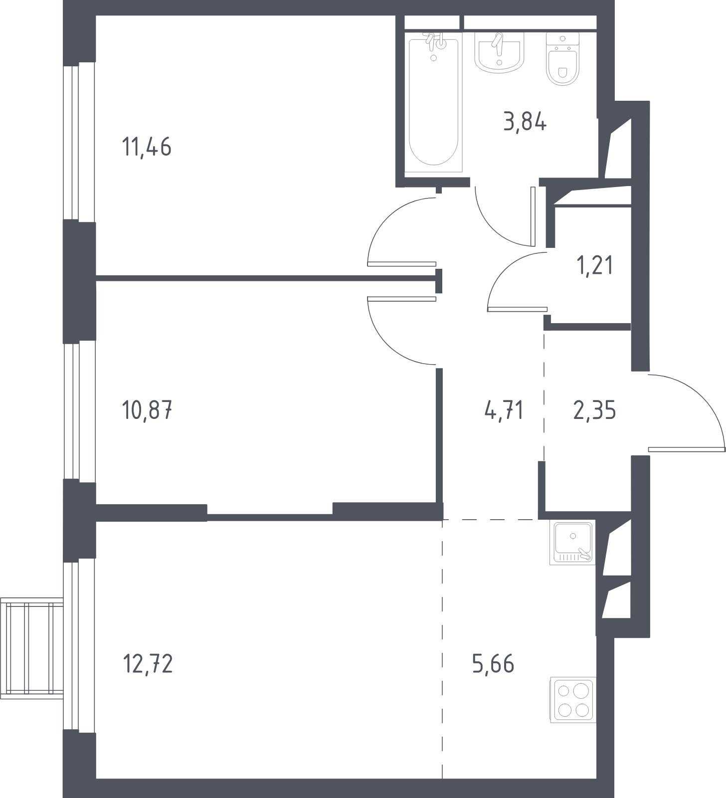 3-комнатная квартира с полной отделкой, 52.82 м2, 2 этаж, дом сдан, ЖК Пригород Лесное, корпус 6 - объявление 2006493 - фото №1