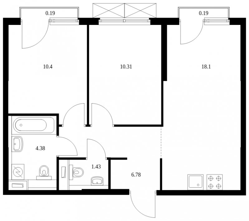 2-комнатная квартира с полной отделкой, 51.78 м2, 4 этаж, сдача 4 квартал 2024 г., ЖК Матвеевский Парк, корпус 1.3 - объявление 1964839 - фото №1