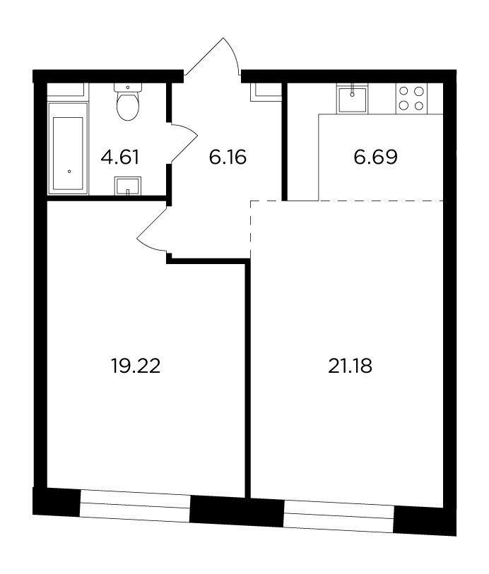 2-комнатная квартира без отделки, 57.86 м2, 14 этаж, дом сдан, ЖК FORIVER, корпус 8 - объявление 2371320 - фото №1