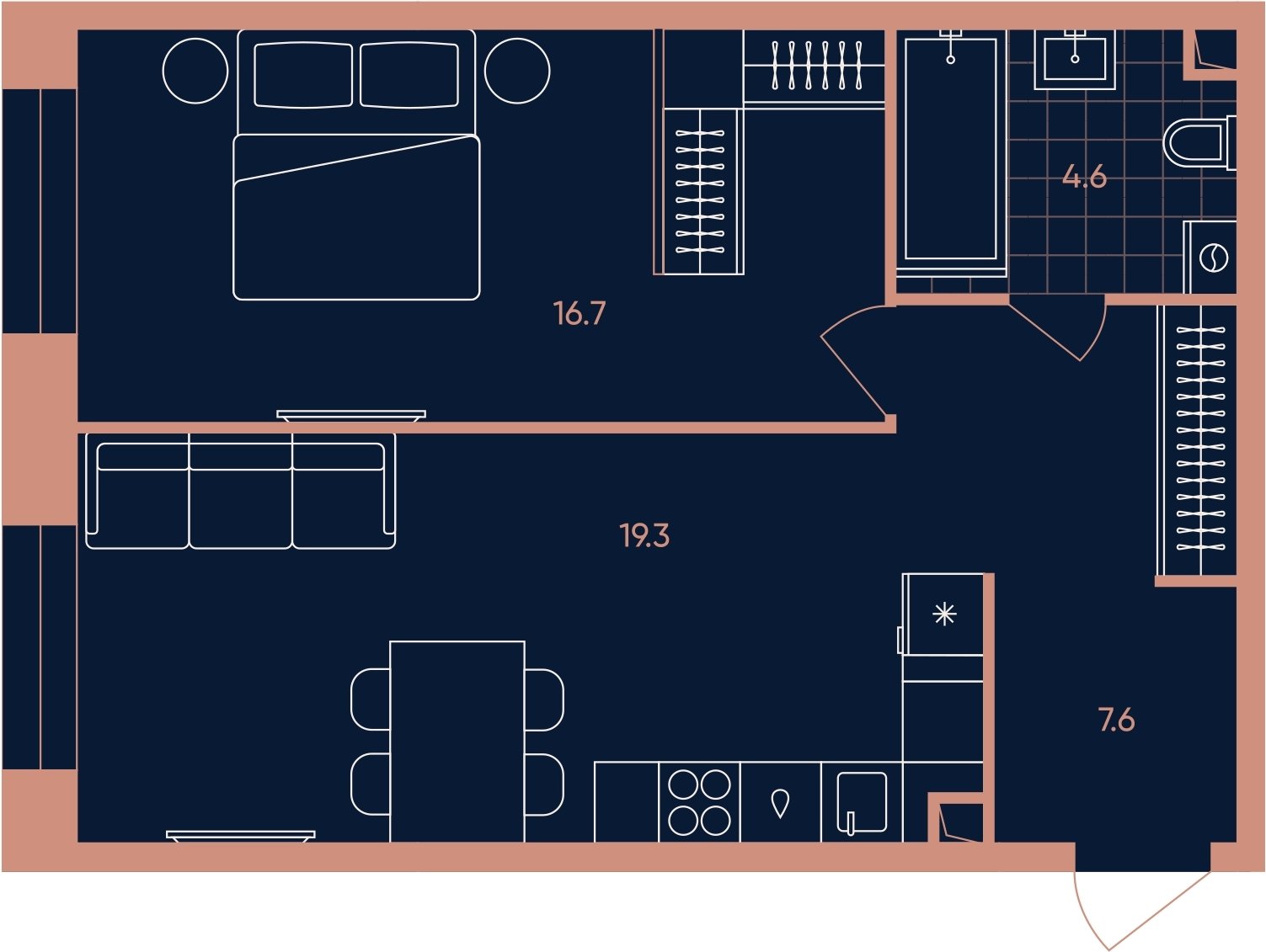 2-комнатная квартира (евро) с частичной отделкой, 48.2 м2, 2 этаж, сдача 3 квартал 2026 г., ЖК ERA, корпус 2 - объявление 2280011 - фото №1