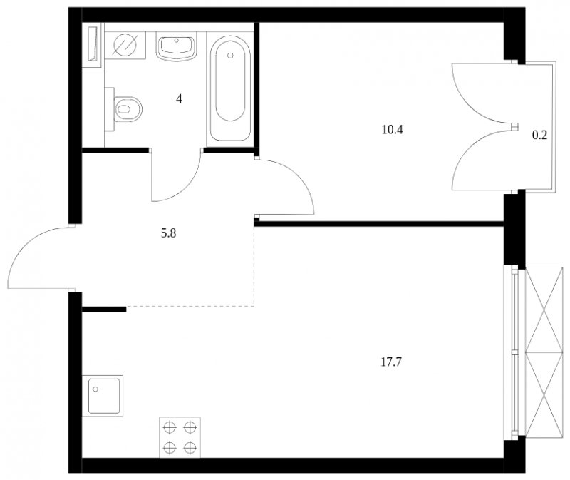1-комнатная квартира с полной отделкой, 38.1 м2, 18 этаж, сдача 3 квартал 2023 г., ЖК Западный порт, корпус 2.2.2 - объявление 1680801 - фото №1