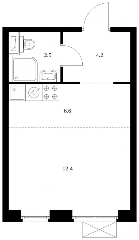 Студия с полной отделкой, 25.7 м2, 12 этаж, сдача 3 квартал 2023 г., ЖК Мичуринский парк, корпус 1.3 - объявление 1526482 - фото №1