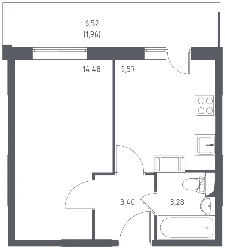 1-комнатная квартира с полной отделкой, 32.5 м2, 13 этаж, сдача 2 квартал 2022 г., ЖК Томилино Парк, корпус 16 - объявление 1753673 - фото №1