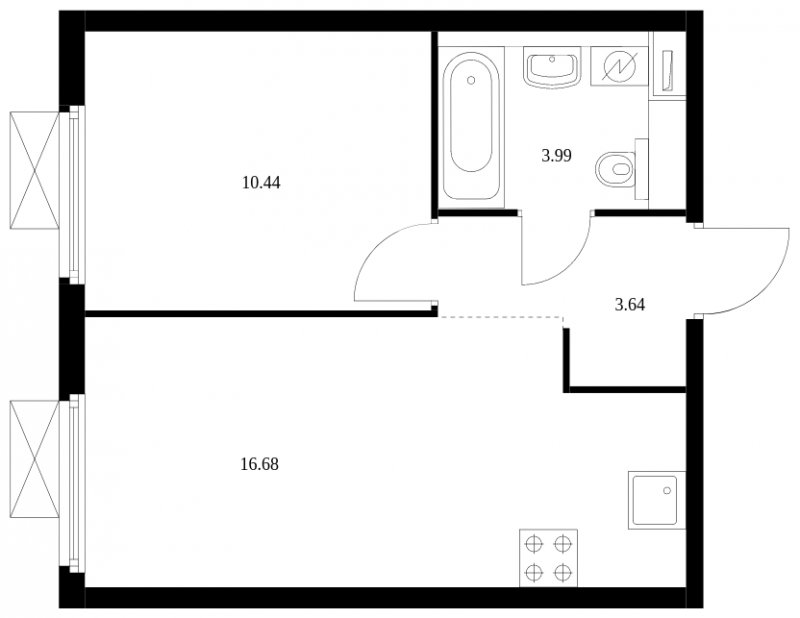 1-комнатная квартира с полной отделкой, 34.75 м2, 6 этаж, сдача 2 квартал 2024 г., ЖК Матвеевский Парк, корпус 1.4 - объявление 1609850 - фото №1