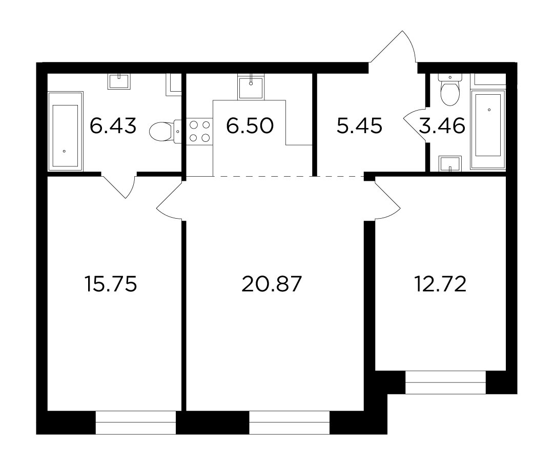 3-комнатная квартира без отделки, 71.18 м2, 12 этаж, дом сдан, ЖК FORIVER, корпус 9 - объявление 2286542 - фото №1