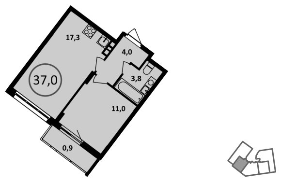 1-комнатная квартира без отделки, 37 м2, 7 этаж, сдача 4 квартал 2022 г., ЖК Испанские кварталы, корпус 5.1 - объявление 1409290 - фото №1