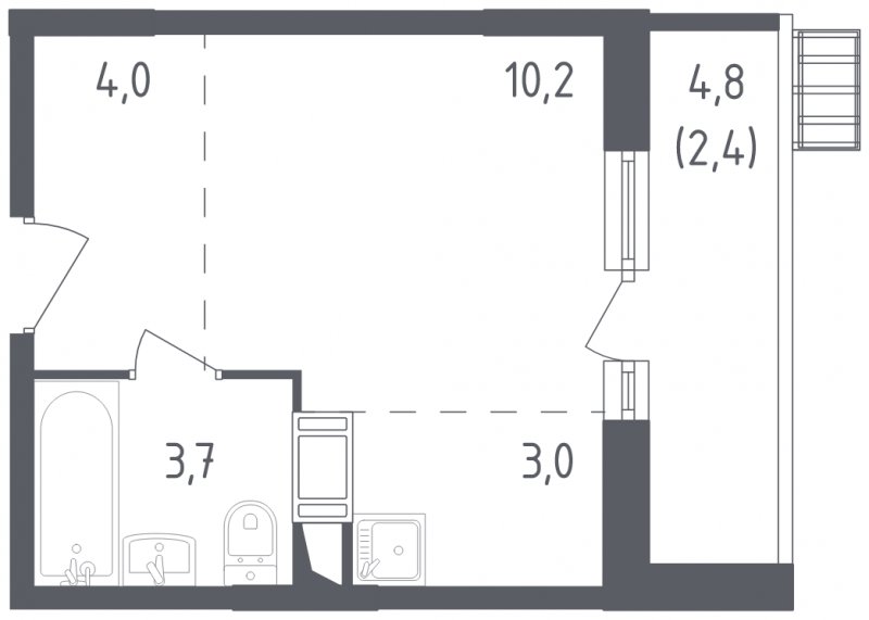 Студия с полной отделкой, 23.3 м2, 5 этаж, сдача 3 квартал 2022 г., ЖК Алхимово, корпус 4 - объявление 1768536 - фото №1