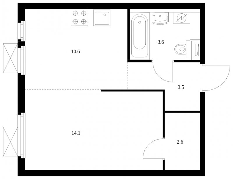 1-комнатная квартира с полной отделкой, 34.4 м2, 24 этаж, сдача 2 квартал 2024 г., ЖК Митинский лес, корпус 1.3 - объявление 1610504 - фото №1