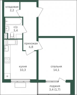 1-комнатная квартира с частичной отделкой, 38.4 м2, 9 этаж, дом сдан, ЖК Зеленая Вертикаль, корпус 7 - объявление 2230068 - фото №1