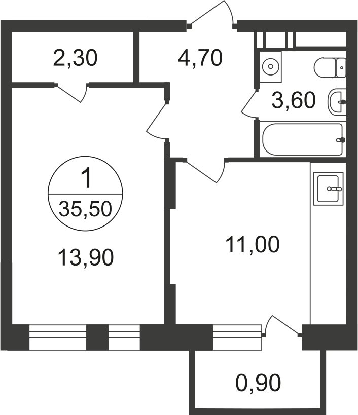 1-комнатная квартира с полной отделкой, 36.4 м2, 17 этаж, дом сдан, ЖК Люберцы, корпус 66 - объявление 2323288 - фото №1