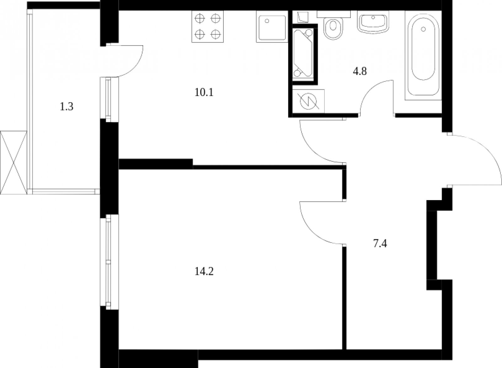 1-комнатная квартира без отделки, 37.8 м2, 3 этаж, дом сдан, ЖК Митинский лес, корпус 15 - объявление 2036424 - фото №1